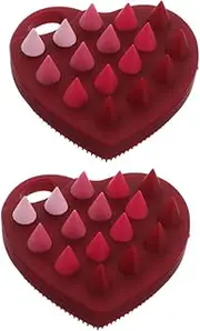 SOPOTUTU Heart Shaped Silicone Scalp Brush Dual Sided Shampoo Massager for Dandruff Removal Soft Bristles for Gentle Head Massage Ergonomic Handle for Home Travel