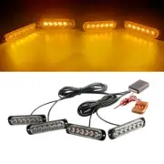 24LED Amber Car Truck Strobe Grille Warning Emergency Flashing Light Bar Remote