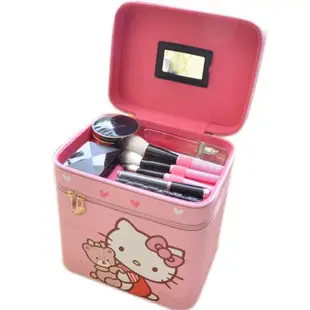 Hellokitty凱蒂貓大容量雙層硬殼化妝包 可愛卡通收納包女 化妝箱