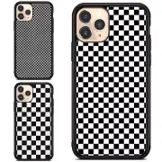 Metal Cover For Samsung S7 S8 S9 S10 S20 Plus Lite black white checkered texture