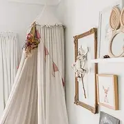 IBIZA VIBE MAMERIA Kids Bed Canopy with Frills Cotton Cover Net for Baby Crib Reading Nook Curtain Hideaway Hanging Round Tent Nursery Bedding Play Room Decor