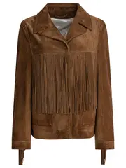 [Golden Goose] Golden Goose-Suede Jacket With Bangs Giacche Marrone-Donna 40