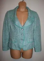 NEW Womens ST. JOHN Metallic Shimmer Twill Jacket Blue Size 12 NWT $1595