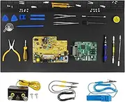 70 x 40cm Premium Heat Resistant 932°F Magnetic Anti-Static Mat with Grounding Accessories Repair ESD Safe Work Mat for Soldering, Cellphone, Computer, Repair Etc (Black)