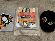 Vintage Pittsburgh Penguins 1991 Stanley Cup Shirt All Star Game Hat Pin Crest