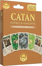 CATAN Cities & Knights Card Accessory (6th Edition) Complete Replacement Set with 36 Commodity Cards & 54 Progress Cards, Made Studio