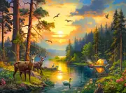 Castorland - Sunset Over Forest River Puzzle 3000pc