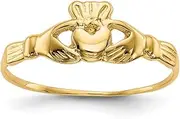 [JewelryWeb] 10k Solid Yellow Gold Teen Polished Irish Claddagh Celtic Trinity Knot Ring 1mm Wide 1mm Thick Size 4.50 Band Style-Ring