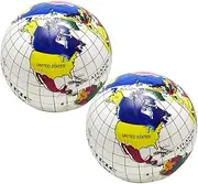 Tofficu 2pcs Inflatable Globe Beach Balls for World Globe Design Quick Inflate Portable for Pool Fun and Geography Learning Activities