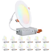 12 Pack 4/6 Inch 5CCT LED Recessed Light, CRI 90, Ultra-Thin Downlight, Dimmable