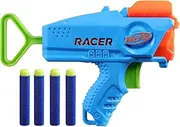 NERF Elite Junior Racer Easy Play Dart Blaster, 4 Nerf Elite Darts, Nerf Blaster Outdoor Toys for 6 Year Old Boys & Girls & Up