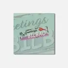 Greetings From Bilbao City Vintage 4'' X 4'' Square Wooden Coaster