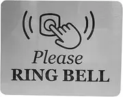 Please Ring Bell Sign with Adhesive Backing, Printed Metal Aluminium Sign with UV Lamination (Size 12cm x 10cm) Door Entrance Reception Notice. (Silver)