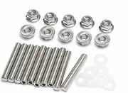 Xuanqingyi Store 10Set Intake Manifold Extended Stud Bolt Kit EXTENDED STUDS NUTS THERMO NYLON NUT GASKETS