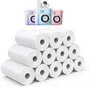 12 Rolls Instant Print Camera for Kids Refill Print Paper - Hikkon Thermal Print Paper Rolls Photo Print HD Printing for Most Kids Instant Camera (White)