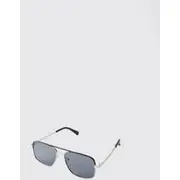 Mens Silver Metal Aviator Sunglasses