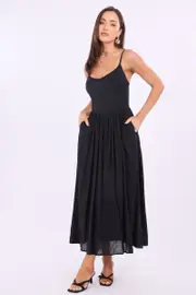 Black Maxi Dress Singlet - Size 16XL, Women's Maxi Dress