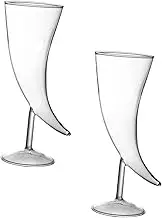 VINTORKY 2Pcs Horn Glass Creative Goblet Transparent Cocktail Glasses for Parties Design Bar Drinkware for Celebrations and Special Occasions