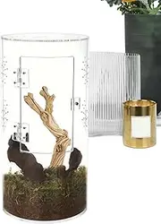 Ventilated Acrylic Reptile Terrarium- Spider Terrarium - Jumping Spider Habitat | Waterproof and Ventilated Habitat with Entrance Door for Tarantulas, Praying Mantis and Bernar