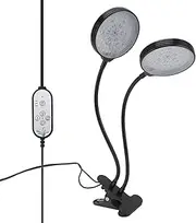 RASTKY LED Plant Grow Light Dual Head 5 Dimmable Levels 30W USB Powered Plant Lamp for Plant Growing, Clip Base