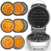 6-in-1 Mini Waffle Maker, 8 Interchangeable Plates, 4.5'' Mini Waffle Iron, Y...