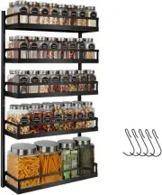 X-cosrack Wall Mount Spice Rack Organizer 5 32.3''* 16.6'' * 5.4'', Black