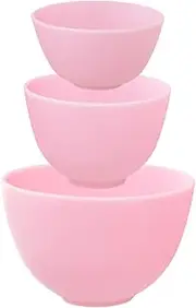 Kuleyng Silicone Mixing Bowl Set, 3 Pcs BPA-Free Silicone Bowls for Face Mask Mixing, Hair Dye, and Kitchen Prep, Pink