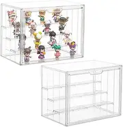 1 pcs Clear Acrylic Display Case for Collectibles,Cartoon Doll Organizer,Dustproof Display Case Stackable Clear Acrylic Display Box with Movable Panels for Toys,Sports Memorabilia,Wallets,Books etc.