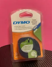 Dymo 10697 LetraTag Pack Paper Label Refills, White, 1/2" W x 13’ 2 RLS NEW