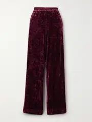 [TIBI] TIBI - Crushed Stretch-velvet Straight-leg Pants - Red - large large Red