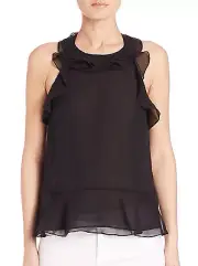 NWT DVF Diane Von Furstenberg Silk Chiffon Ruffled Halter Top Size L