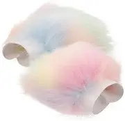 [Yardenfun] 1Pair Furry Wrist Cuffs Arm Warmers for Women Fluffy Handcuffs Cozy Fingerless Gloves Stylish Arm Warmers for Parties and Festivals, Random Color2, 14.00X12.00X9.00CM