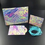 White Rainbow Note Card Tag Matching Set String Labels Handmade Original Designs