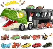 ShyLizard Dinosaur Truck with 10 Small Cars, Transforming Dinosaur Toy Vehicle Set, Unisex, Multicolored, 3+ Years