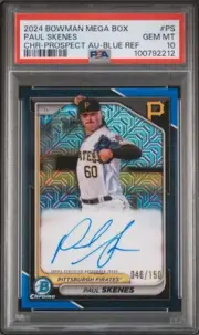 Paul Skenes Blue Refractor Auto Psa 10 Mega Mystery Pack 2 Autos/Patch/# Card