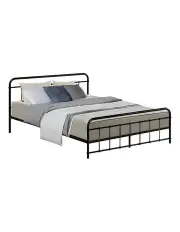 [Artiss] Leo Metal Bed Frame Queen Size in Black