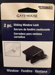 Gate House -2 Piece - Black Sliding Window Lock 0358683