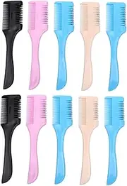 SAFIGLE 10pcs Haircut Comb Double Sided Hair Razor Trimmer for Thinning Styling Portable Hair Cutter for Salon Home Use Random Color Random Color