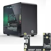 ElectroCookie Raspberry Pi 5 Case, Aluminum Mini Tower Case with M.2 NVMe SSD PCIe HAT and Active RGB Lighting Cooler (Black)