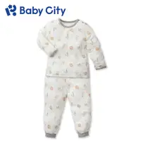 在飛比找PChome24h購物優惠-【Baby City 娃娃城】天絲棉長袖肩開套裝/藍色馬戲團