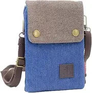 IRUGLE Canvas Cell Phone Purse Crossbody Bag Women Small Handbag Wristlet Wallet Passport Pouch Phone Holder Shoulder Strap, Dark Blue, Small
