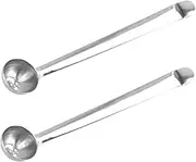 TOPPERFUN 2Pcs Stainless Steel Olive Cherry Spoon Slotted Serving Spoon for Jars for Fruits Onions Long Handle Strainer Tool for Home Cafe Parties