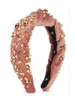 Lele Sadoughi Dusky Pink Crystal-embellished Velvet Headband - Mauve ONE SIZE