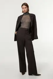 Flannel Tailored Wide Leg Pants