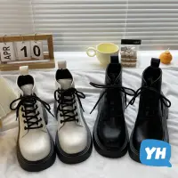 在飛比找蝦皮購物優惠-YH SHOES 軟皮馬丁靴女2023新款英倫瑞爆款黑色甜酷