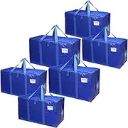 6 Pack Moving Bags, Clothes Storage Bins Packing Bags with Backpack Zipper and Handles for Comforters, Clothes, Bedding, Space Saving Moving Supplies for Moving, Traveling-Blue