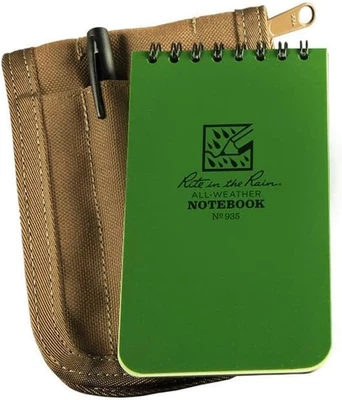 Weatherproof 3" X 5" Top Spiral Notebook Kit: Tan CORDURA Fabric Cover, 3" X 5"