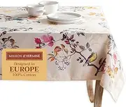 Maison d'Hermine Table Cloth Rectangle Table 100% Cotton 60 x 120 Inches Tablecloth Reusable Decorative Everyday Use for Dining Room, Farmhouse, Home, Party, Festive & Wedding - Equinoxe - Beige