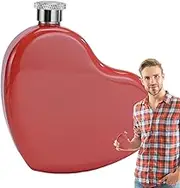 Stainless Steel Hip Flask - Wine Bottle for Women with Heart Shaped,130ml Metal Lid Wine Bottle, Drinking Flasks, Sealed Cover for Wedding Travel