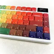 Rainbow Gradient Low Profile Keycaps, JWA Height PBT Keycap for Nuphy Keychron Mechanical Keyboard